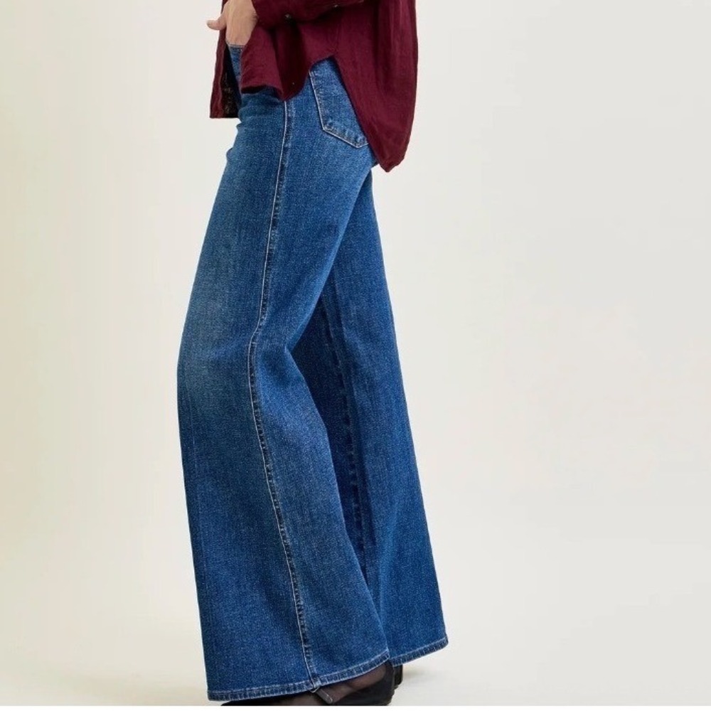 Judy Blue High Waisted Wide Leg Jeans Dark Rinse Wash Size 20W
